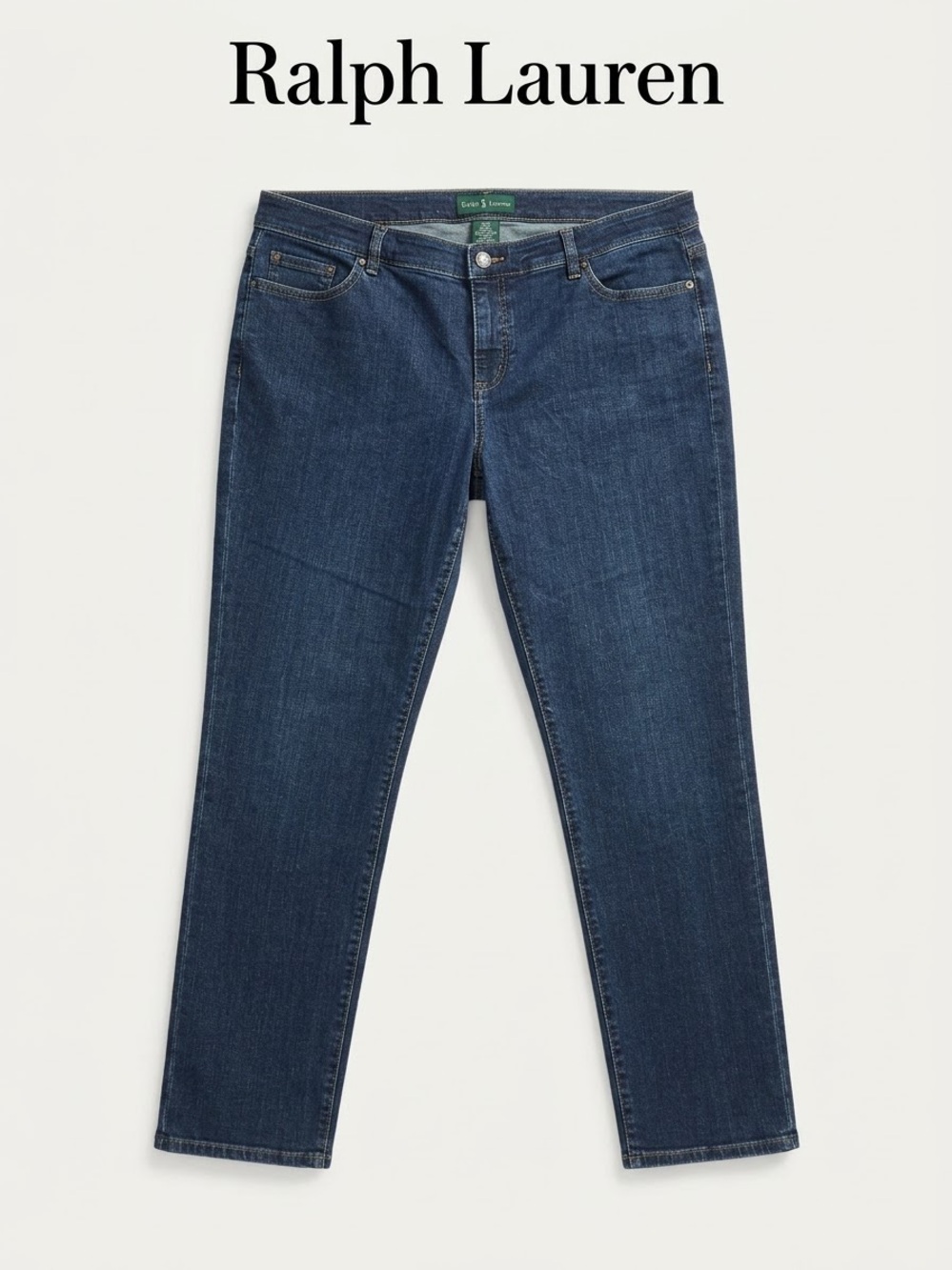 Ralph Lauren Women's Dark Blue Straight-Leg Jeans Size 16 0260